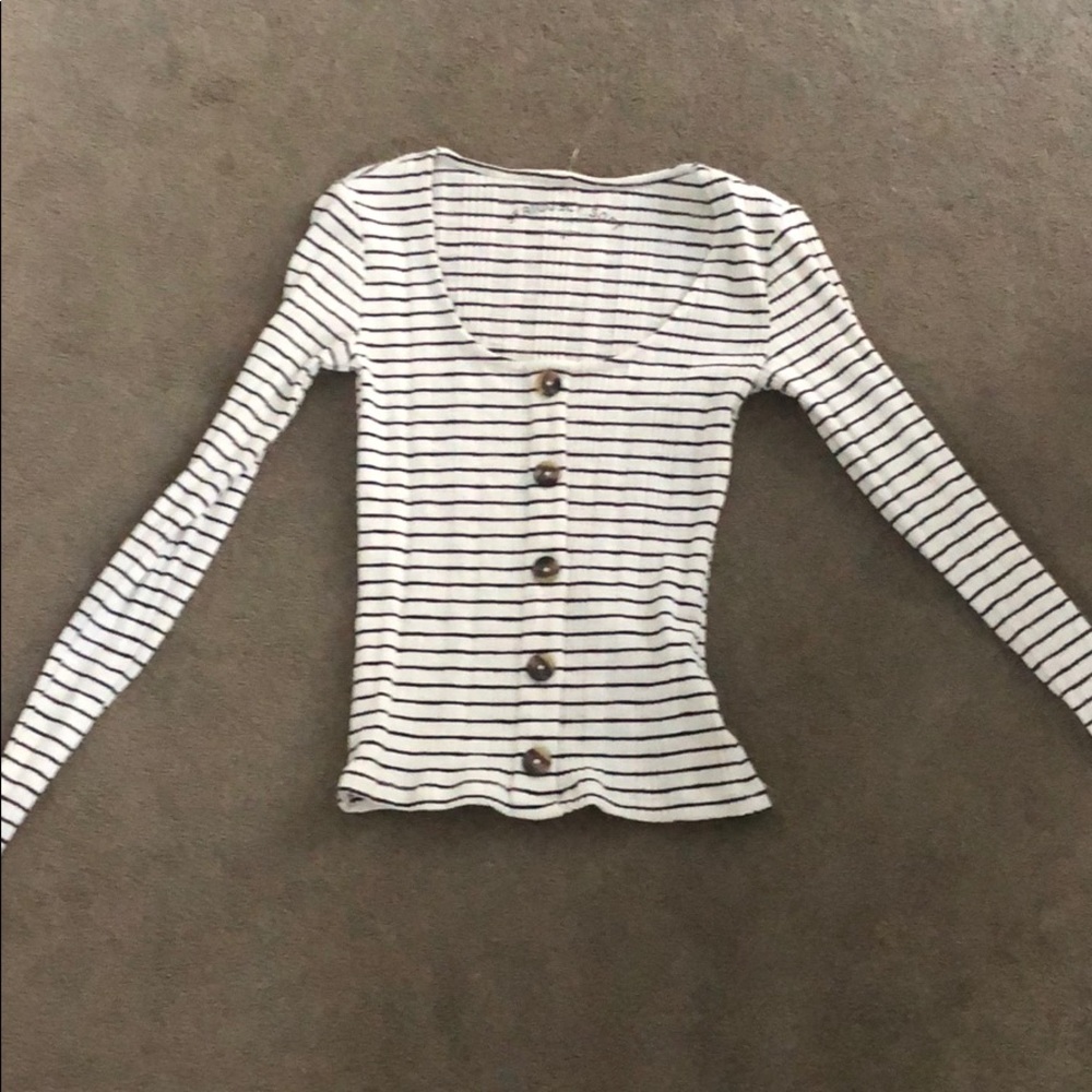white and black stripped shirt